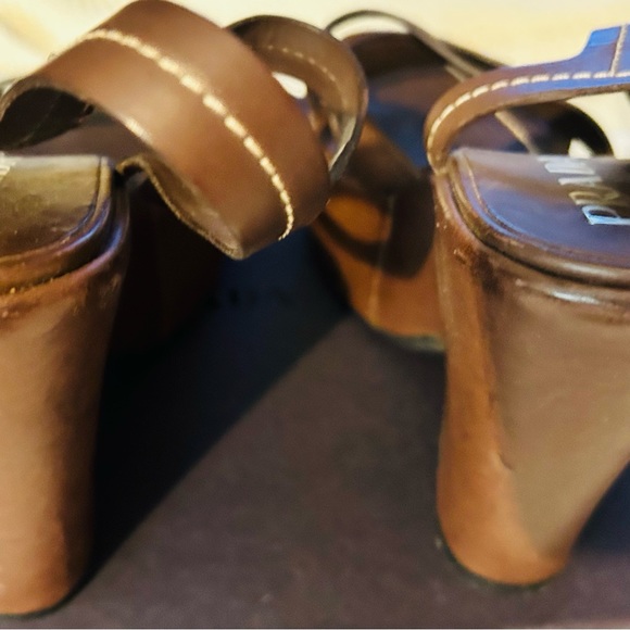 PRADA wedge sandals brown terra strap - Picture 11 of 13